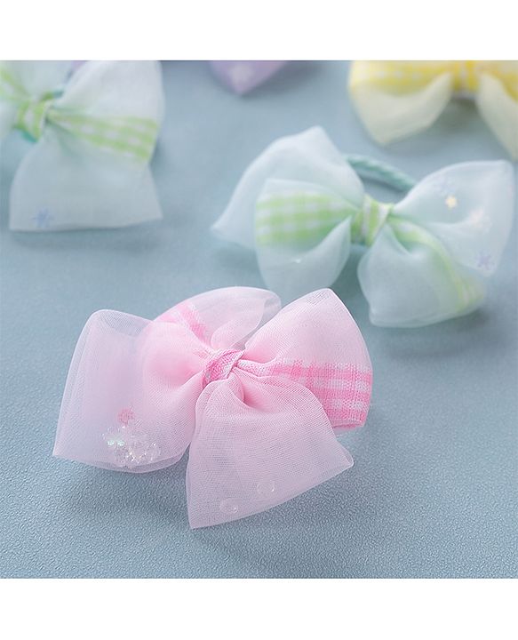Babyhug Free Size Bow Rubber Bands  Set of 10 -  Multicolor
