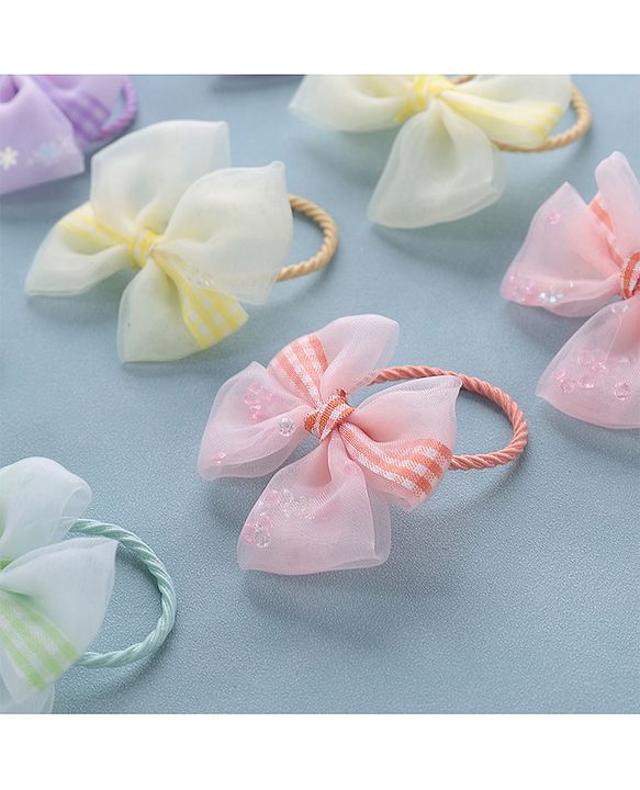 Babyhug Free Size Bow Rubber Bands  Set of 10 -  Multicolor