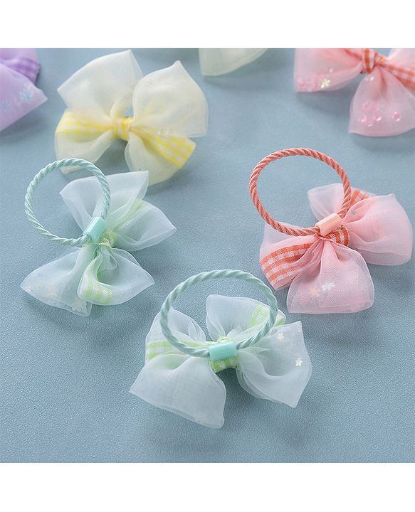 Babyhug Free Size Bow Rubber Bands  Set of 10 -  Multicolor