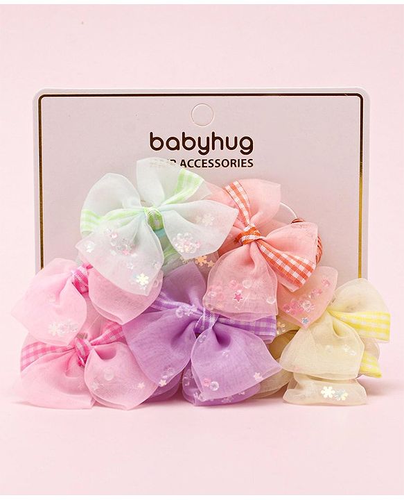 Babyhug Free Size Bow Rubber Bands  Set of 10 -  Multicolor