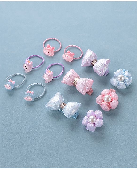 Babyhug Hair Bands & Hair Pins Pack of 12 - Multicolor