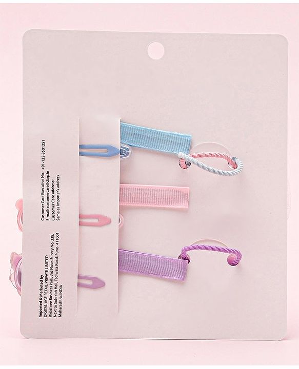 Babyhug  Free Size Bear Hair  Clips & Bow Rubber bands Sets of 9 - Multicolor