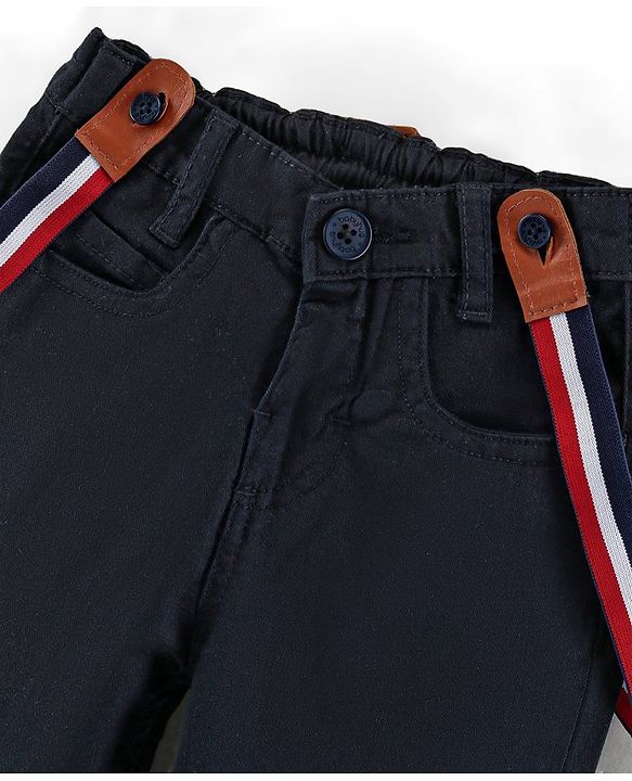 Babyhug Full Length Trouser with Suspenders - Navy Blue