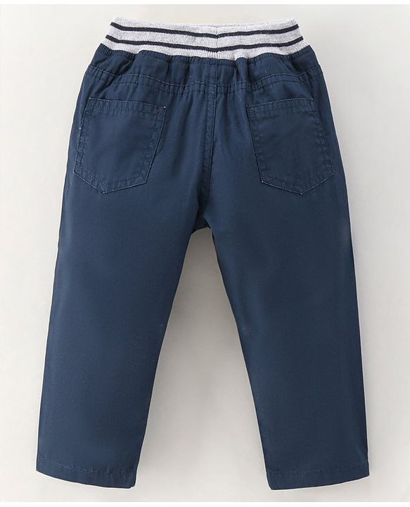 Babyhug Cotton Woven Full Length Pant Text Printed - Navy