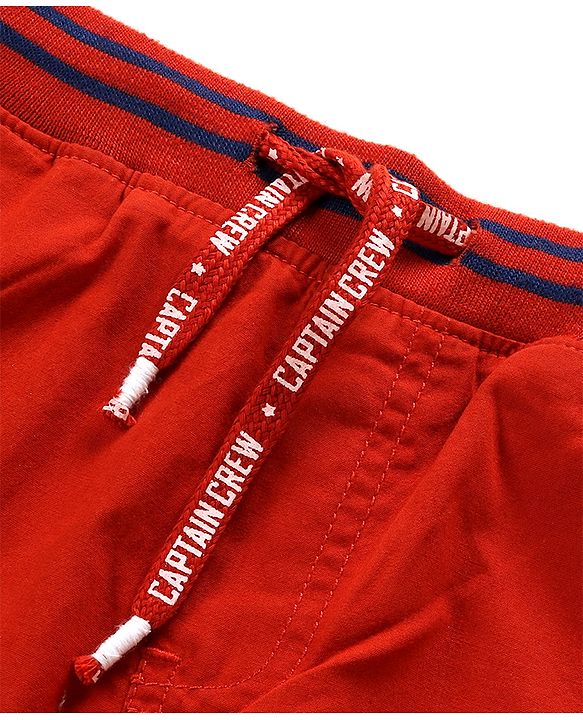 Babyhug 100% Cotton Woven Full Length Solid Joggers Pant - Red