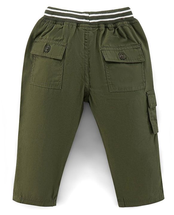 Babyhug Full Length Cotton Trousers Solid- Olive