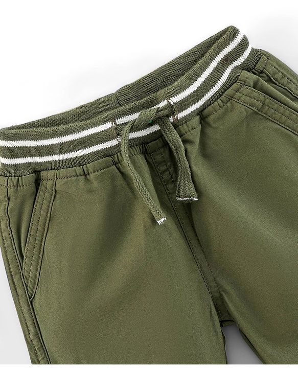Babyhug Full Length Cotton Trousers Solid- Olive