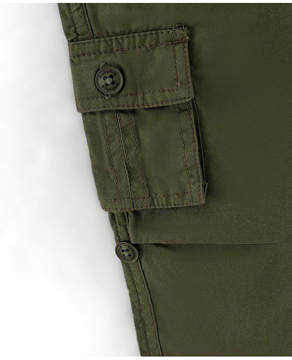 Babyhug Full Length Cotton Trousers Solid- Olive