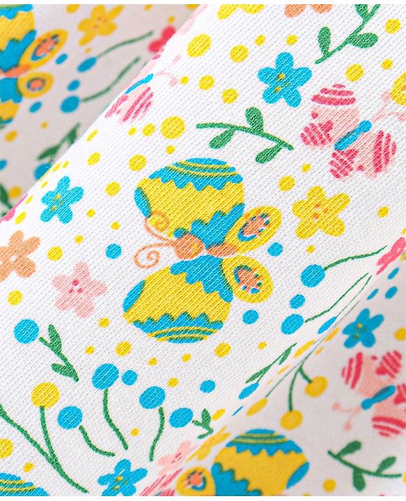 Babyhug 100% Cotton Full Sleeves Frock Butterfly Print - Sky Blue