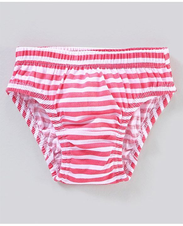 Babyhug 100% Cotton Knit Anti-Bacterial Panties Striped Floral & Polka Dots Print Pack of 3 - Pink Grey