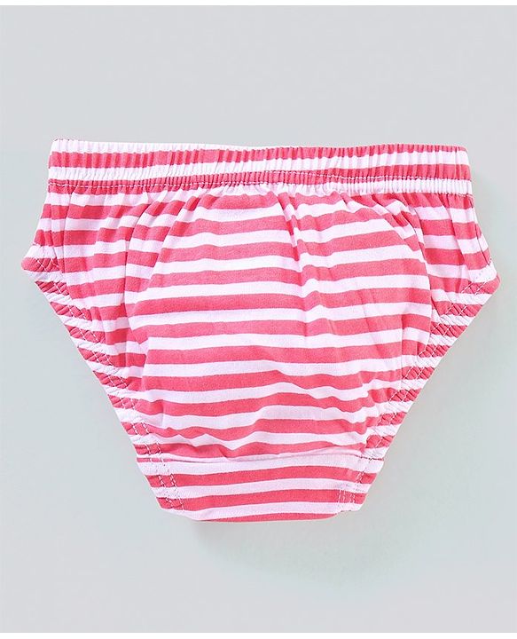 Babyhug 100% Cotton Knit Anti-Bacterial Panties Striped Floral & Polka Dots Print Pack of 3 - Pink Grey