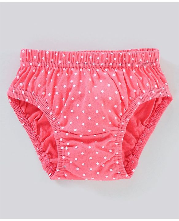 Babyhug 100% Cotton Knit Anti-Bacterial Panties Striped Floral & Polka Dots Print Pack of 3 - Pink Grey