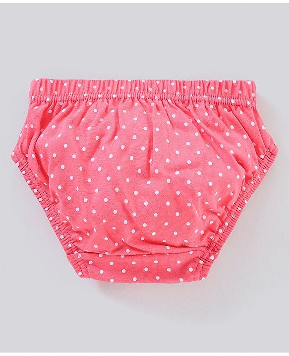 Babyhug 100% Cotton Knit Anti-Bacterial Panties Striped Floral & Polka Dots Print Pack of 3 - Pink Grey