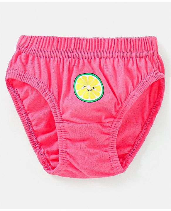 Babyhug 100% Cotton Antibacterial Fruit Printed Panties Pack of 5 - Pink Yellow & Blue