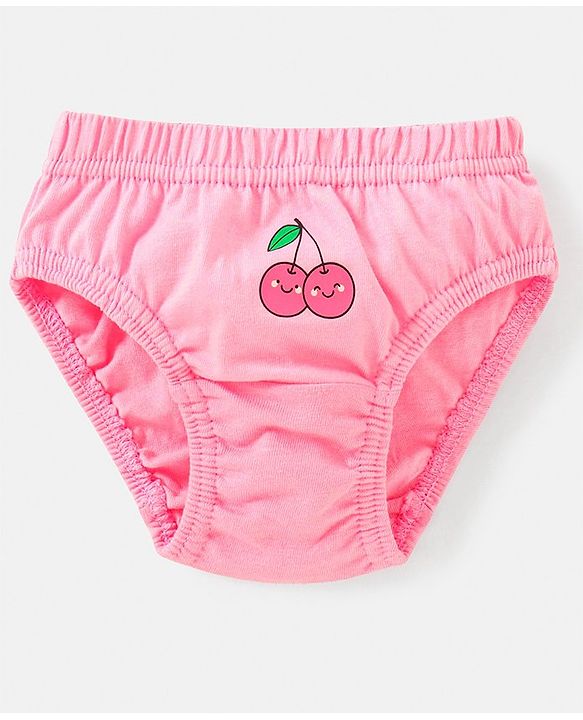 Babyhug 100% Cotton Antibacterial Fruit Printed Panties Pack of 5 - Pink Yellow & Blue