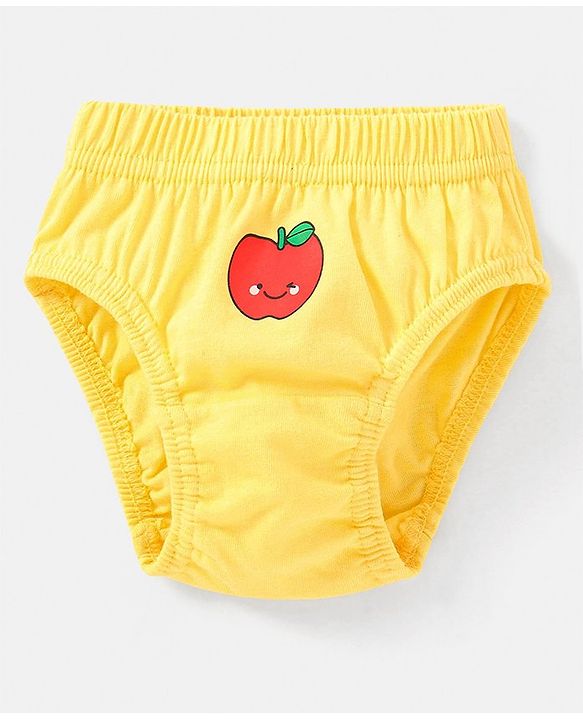 Babyhug 100% Cotton Antibacterial Fruit Printed Panties Pack of 5 - Pink Yellow & Blue
