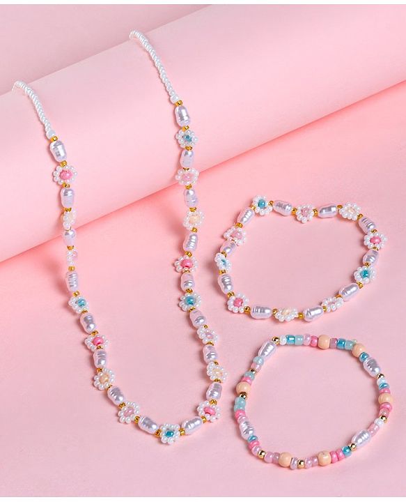 Babyhug Free Size Necklace & Bracelets Floral Design-Multicolor