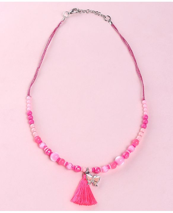 Babyhug Butterfly Charms With Tassel  Neck Piece & Bracelets - Pink