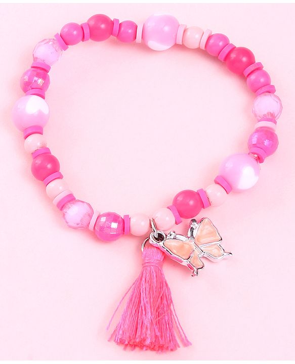 Babyhug Butterfly Charms With Tassel  Neck Piece & Bracelets - Pink