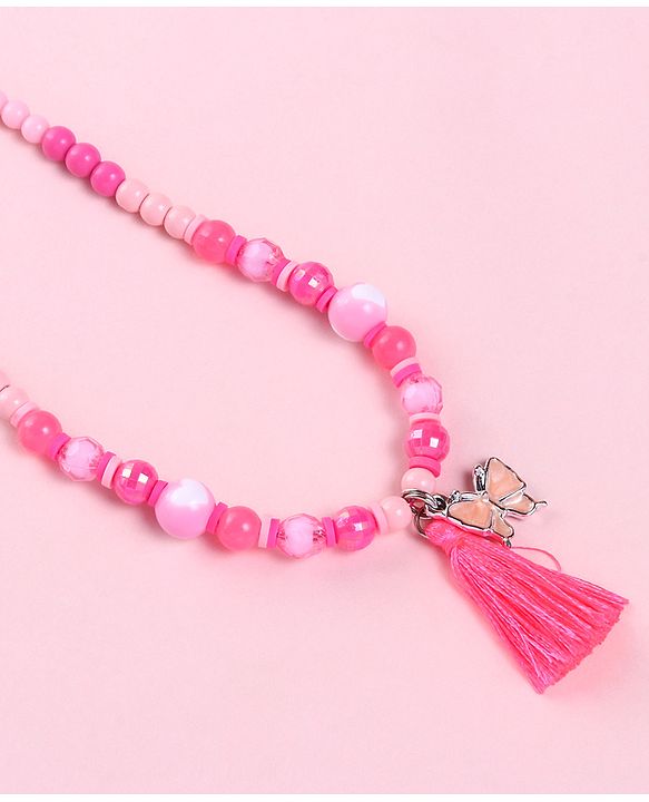 Babyhug Butterfly Charms With Tassel  Neck Piece & Bracelets - Pink