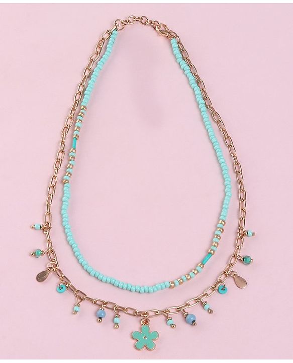 Babyhug  Flower Charm With Chain Neck Piece & Bracelets - Blue