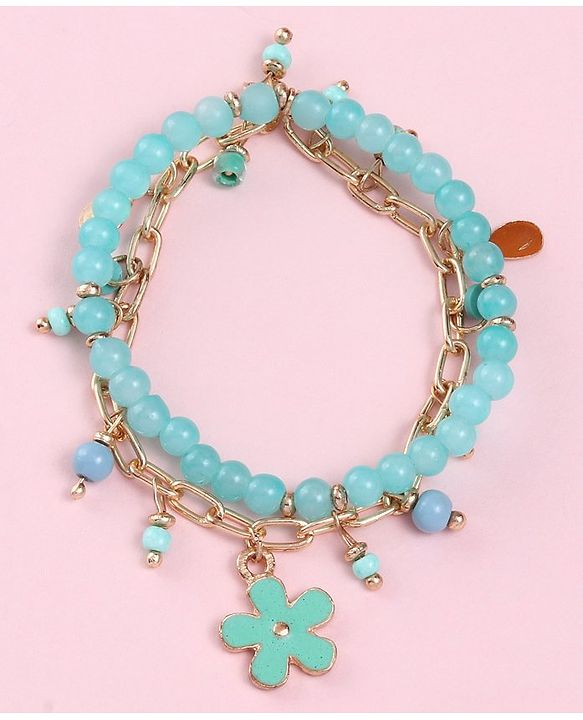 Babyhug  Flower Charm With Chain Neck Piece & Bracelets - Blue