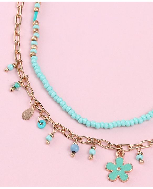 Babyhug  Flower Charm With Chain Neck Piece & Bracelets - Blue
