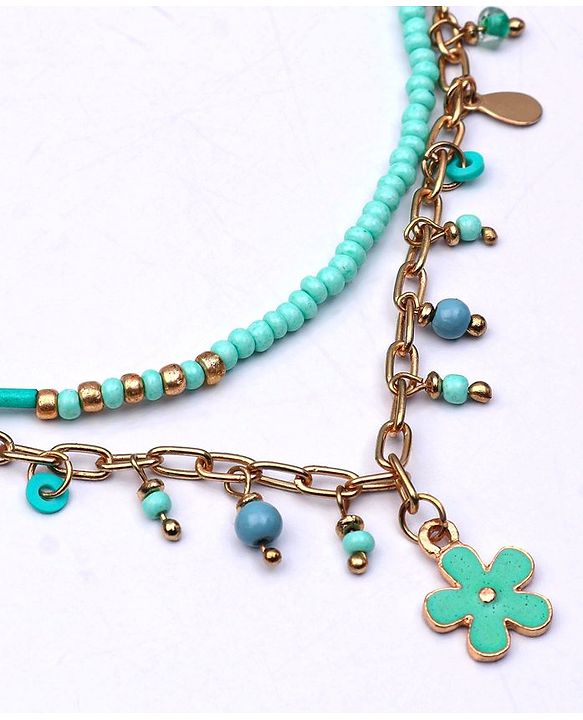 Babyhug  Flower Charm With Chain Neck Piece & Bracelets - Blue