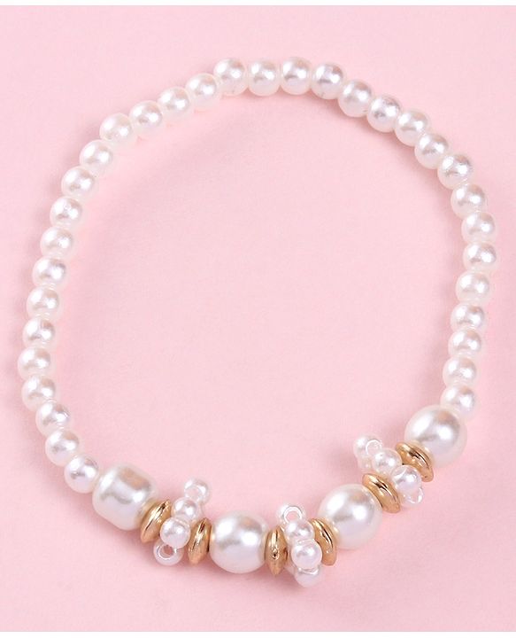 Babyhug Pearl Neck Piece & Bracelets - White
