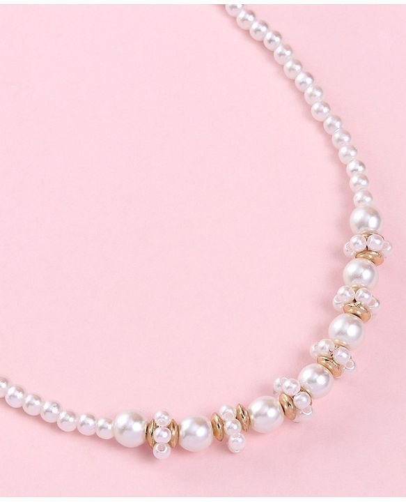 Babyhug Pearl Neck Piece & Bracelets - White