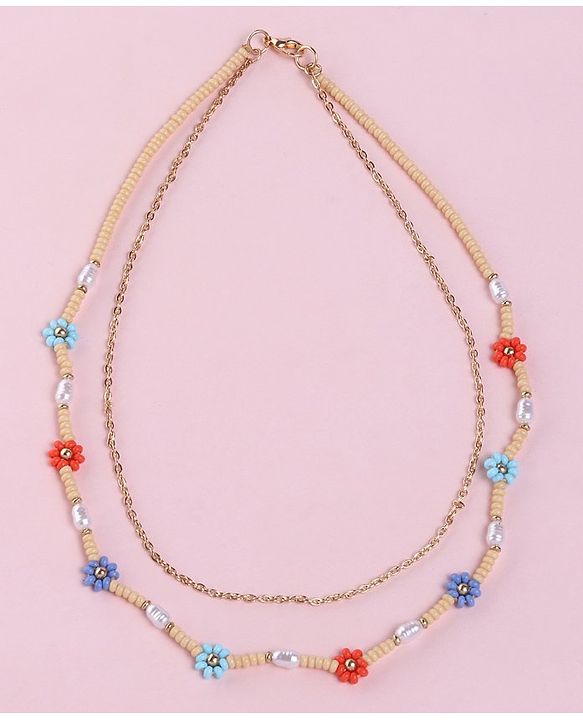 Babyhug  Flower Beads With Chain Neck Piece & Bracelets - Multicolour