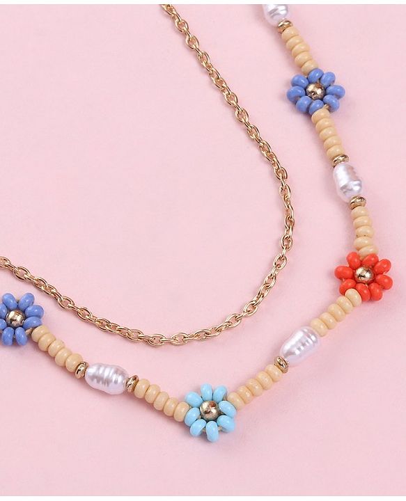 Babyhug  Flower Beads With Chain Neck Piece & Bracelets - Multicolour
