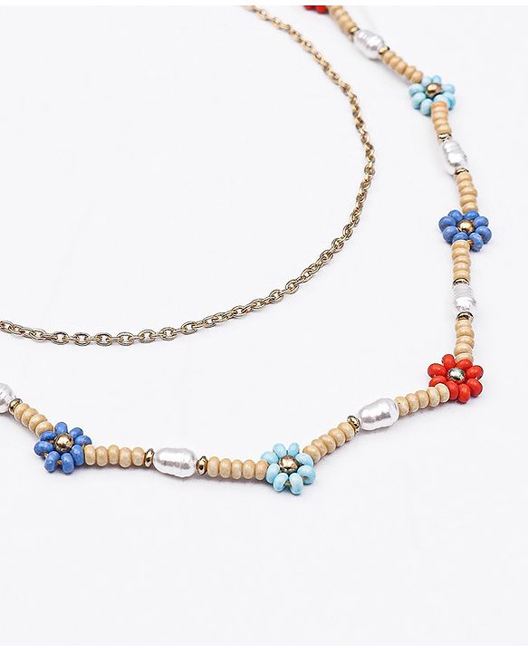 Babyhug  Flower Beads With Chain Neck Piece & Bracelets - Multicolour