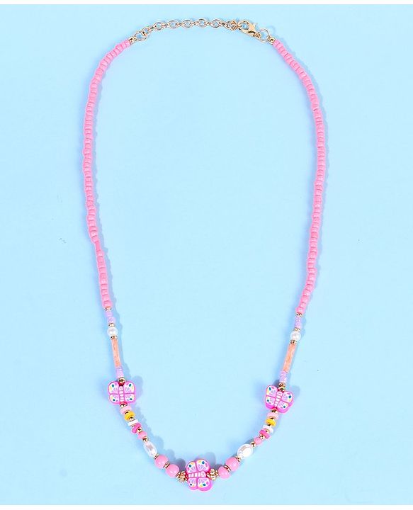 Pine Kids Free Size Necklace & Bracelet Set With Butterfly Detailing- Multicolor