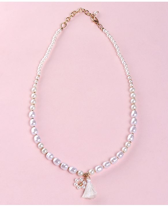 Babyhug Free Size Neck Piece & Bracelet Set- White