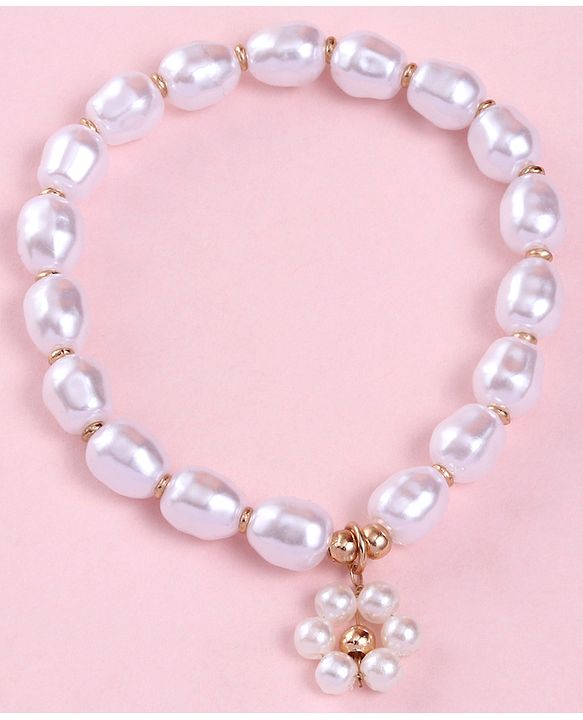 Babyhug Free Size Neck Piece & Bracelet Set- White
