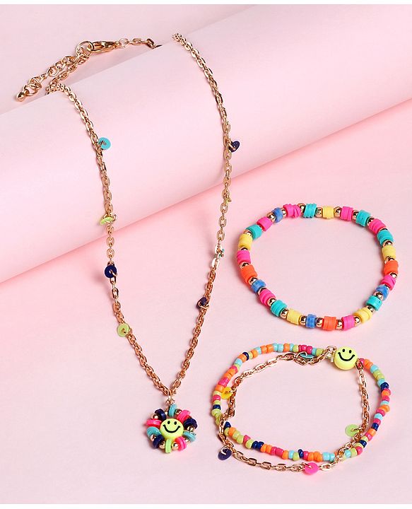 Babyhug Free Size Neck Piece & Bracelet Set- Multicolor
