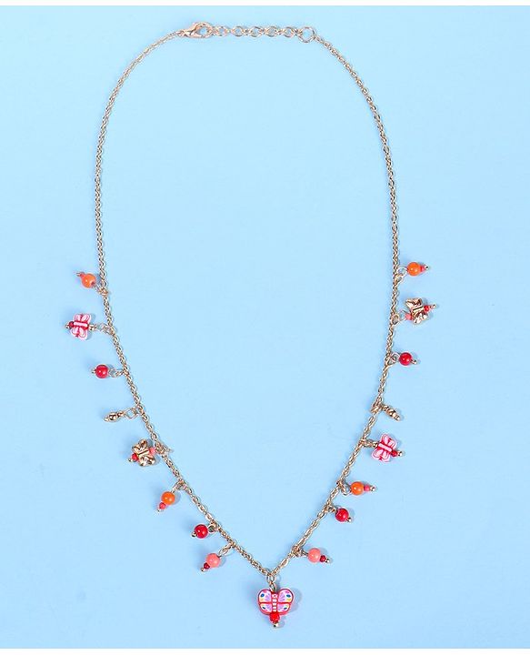 Pine Kids Free Size Necklace & Bracelet Set With Butterfly Detailing- Multicolor