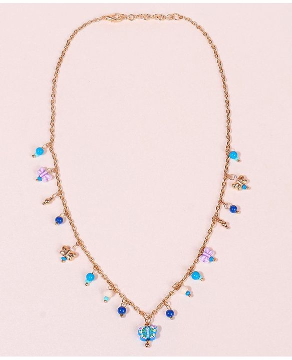 Pine Kids Free Size Necklace & Bracelet Set With Butterfly Detailing- Multicolor