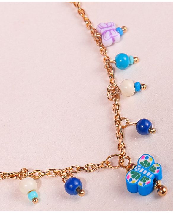Pine Kids Free Size Necklace & Bracelet Set With Butterfly Detailing- Multicolor