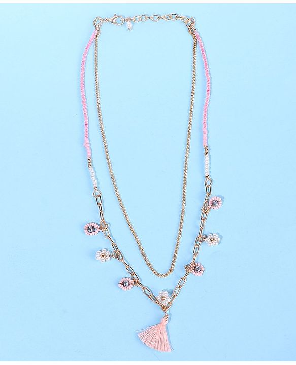 Pine Kids Free Size Necklace & Bracelet Set With Tassel Detailing- Multicolor