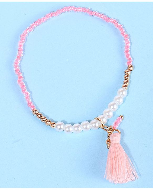 Pine Kids Free Size Necklace & Bracelet Set With Tassel Detailing- Multicolor