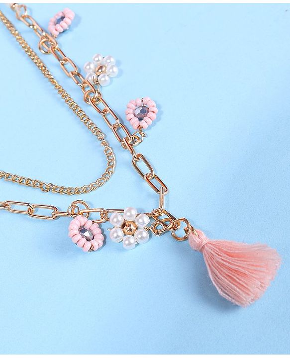 Pine Kids Free Size Necklace & Bracelet Set With Tassel Detailing- Multicolor