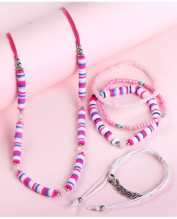 Babyhug Free Size Neck Piece & Bracelet Set- Multicolor