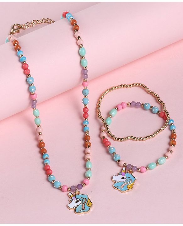 Babyhug Free Size Neck Piece & Bracelet Set- Multicolor
