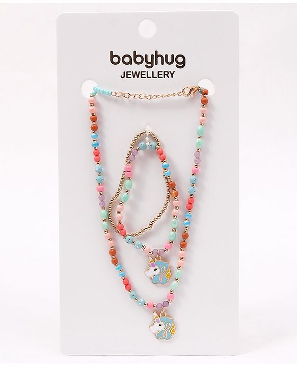Babyhug Free Size Neck Piece & Bracelet Set- Multicolor