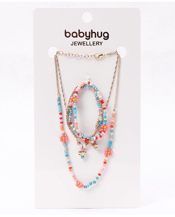 Babyhug Free Size Neck Piece & Bracelet Set- Multicolor