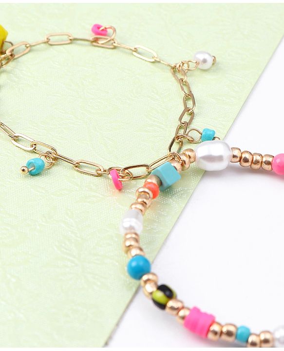 Babyhug Free Size Neck Piece & Bracelet Set- Multicolor
