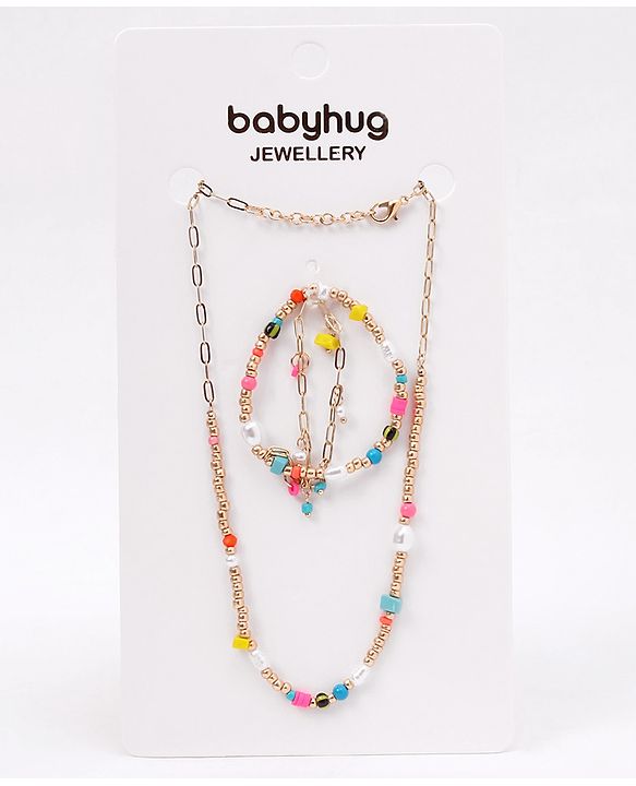 Babyhug Free Size Neck Piece & Bracelet Set- Multicolor