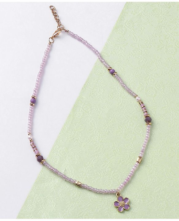 Babyhug Free Size Neck Piece & Bracelet Set- Purple